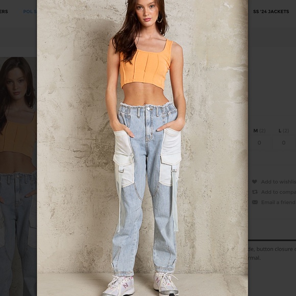 POL Light Blue and White Straight Leg Pants - Picture 4 of 9